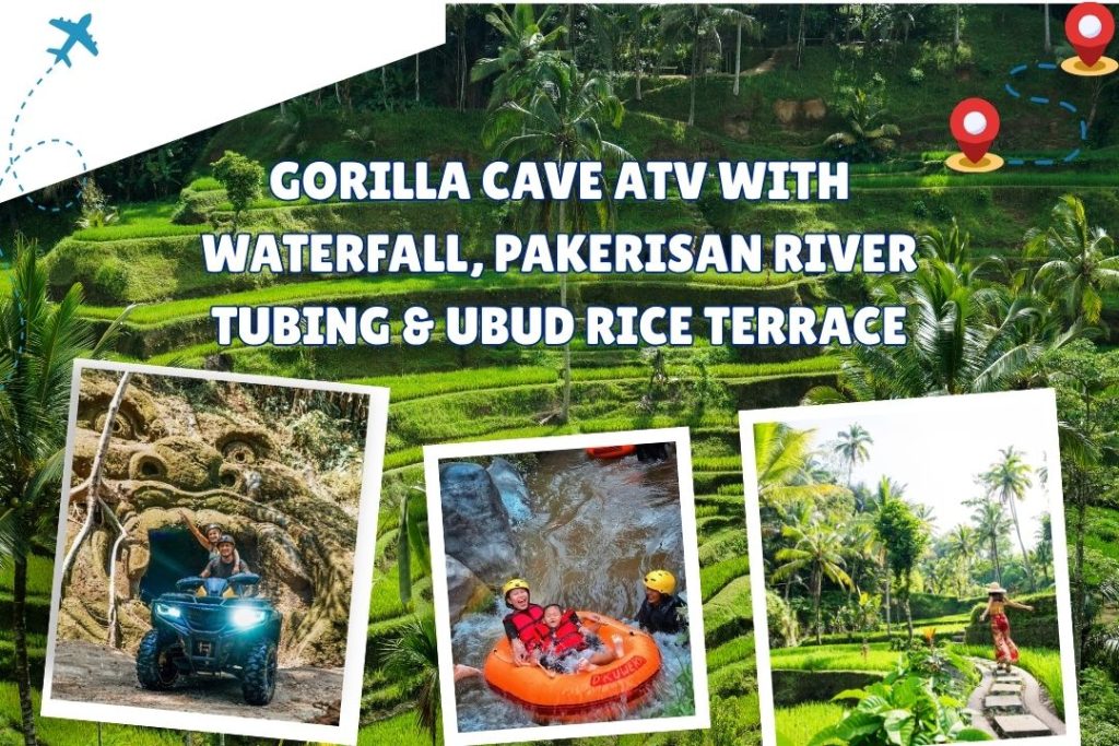 Gorilla Cave ATV with Waterfall, Pakerisan River Tubing & Ubud Rice Terrace