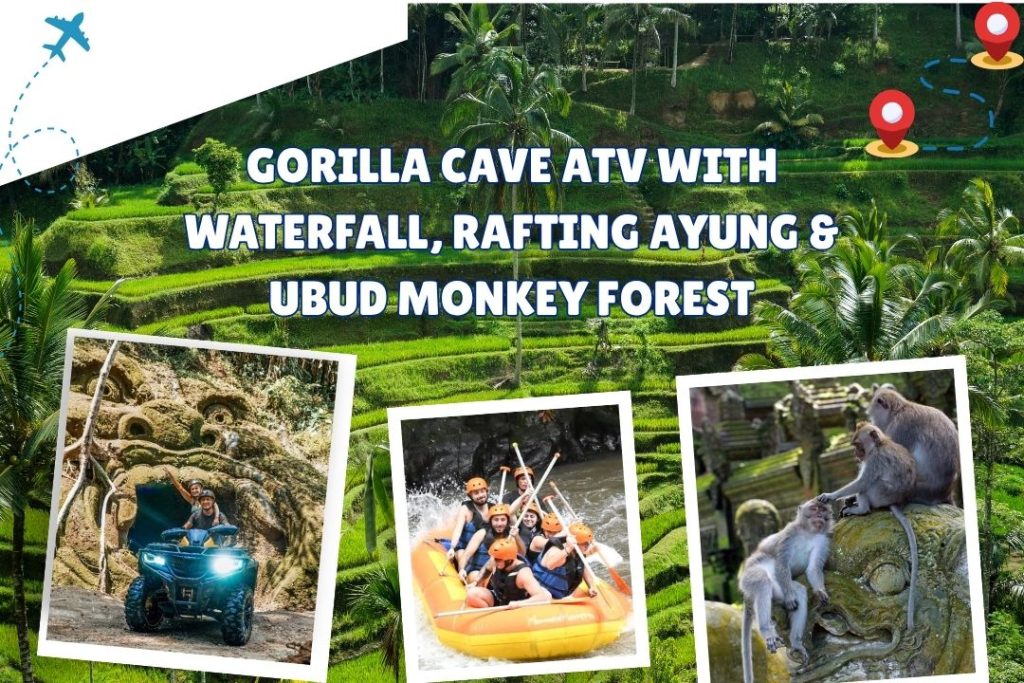 Gorilla Cave ATV with Waterfall, Rafting Ayung & Ubud Monkey Forest
