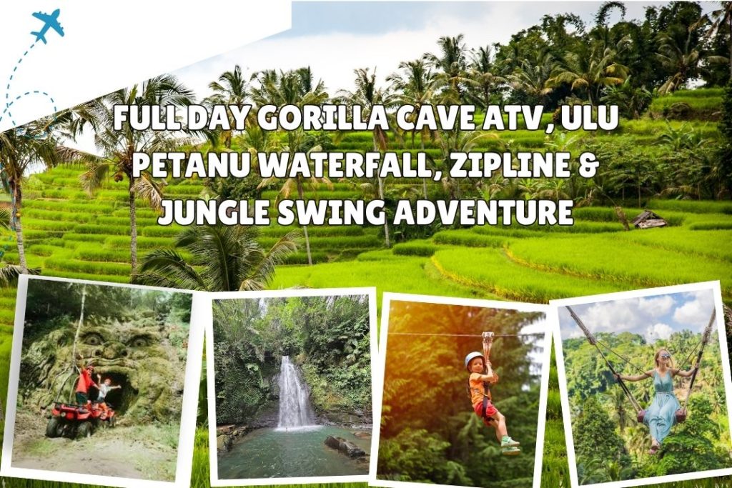 Full Day Gorilla Cave ATV, Ulu Petanu Waterfall, Zipline & Jungle Swing Adventure