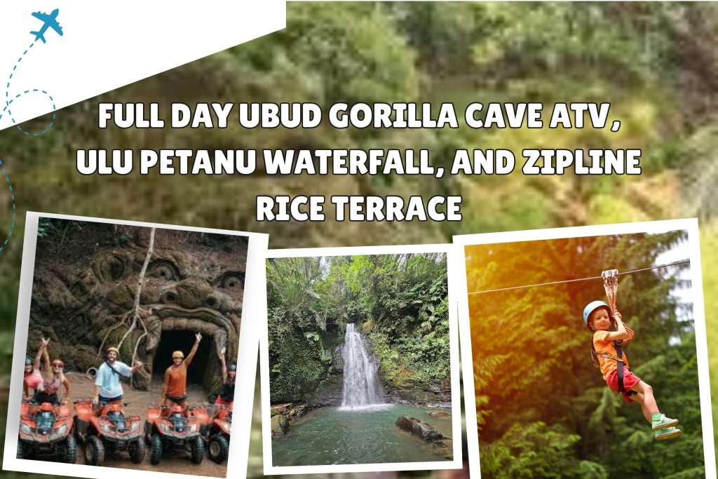 Full Day Ubud Gorilla Cave ATV, Ulu Petanu Waterfall, and Zipline Rice Terrace
