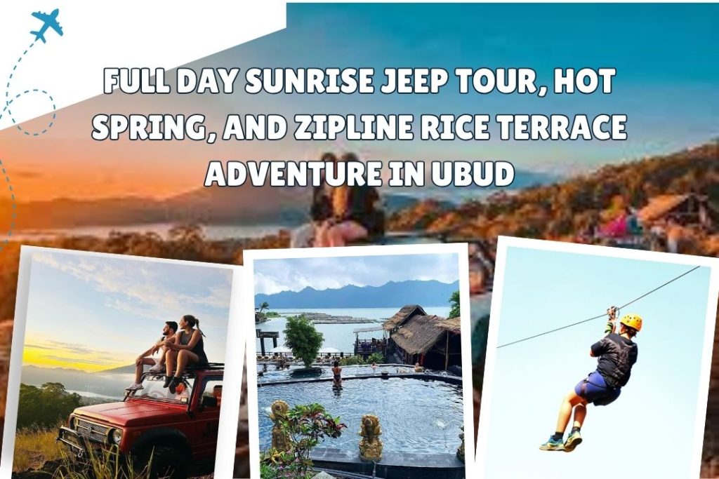 Full Day Sunrise Jeep Tour, Hot Spring, and Zipline Rice Terrace Adventure in Ubud